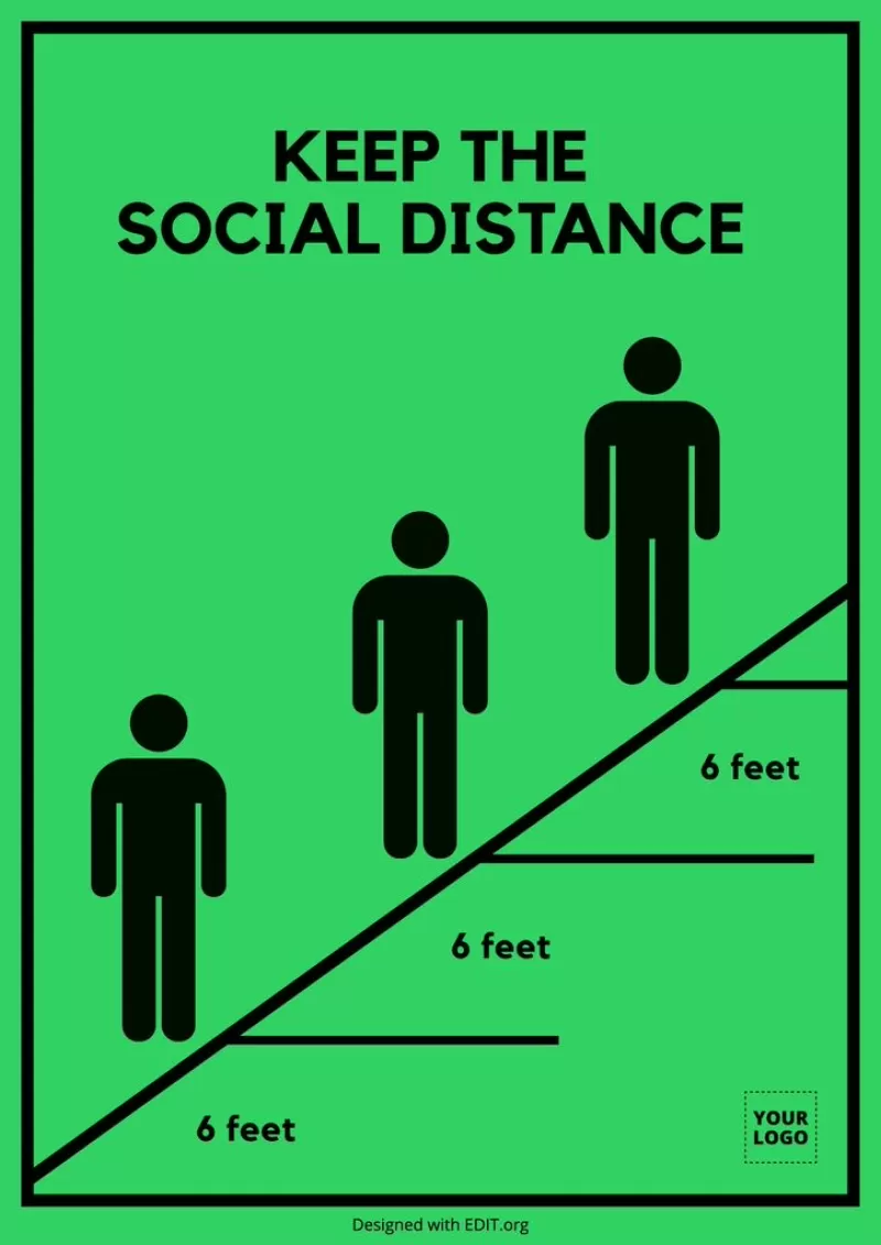 Keep the distance queue free poster template