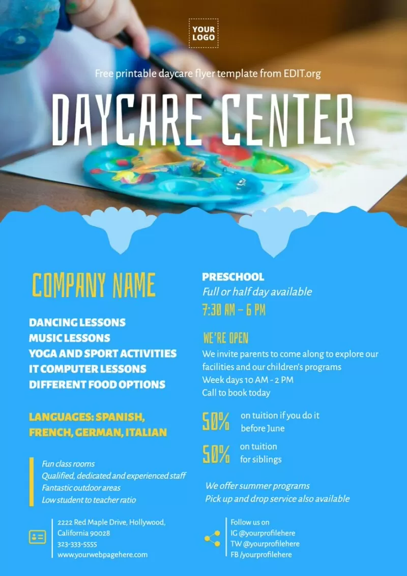 Free daycare flyer template to download