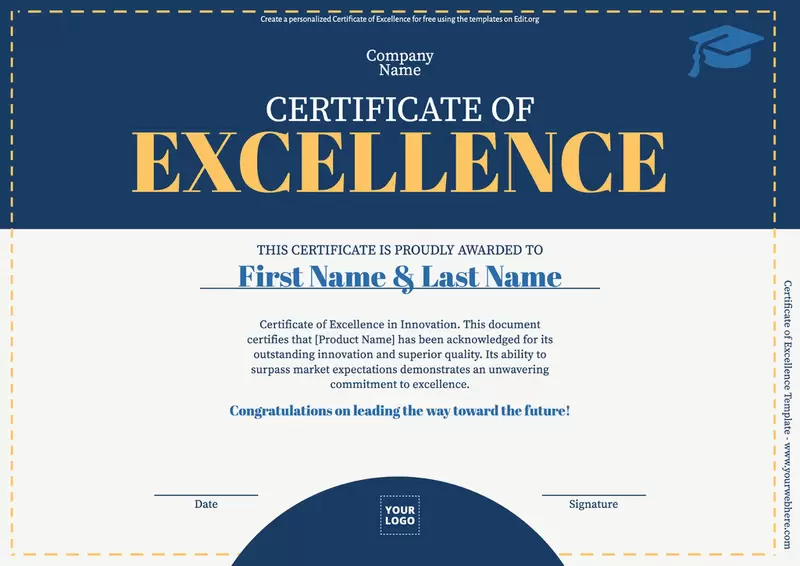 Free Academic Excellence Award certificate template