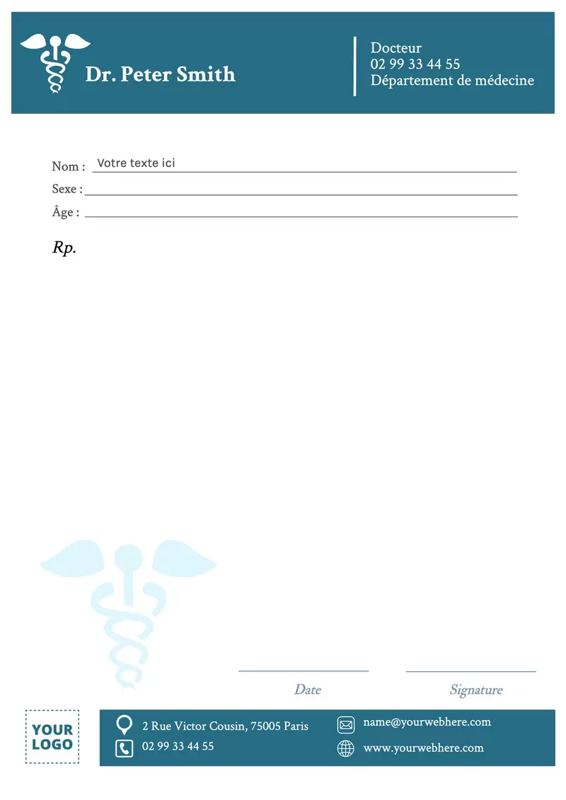 modèle de prospectus éditable bleu et blanc pour une assurance maladie 