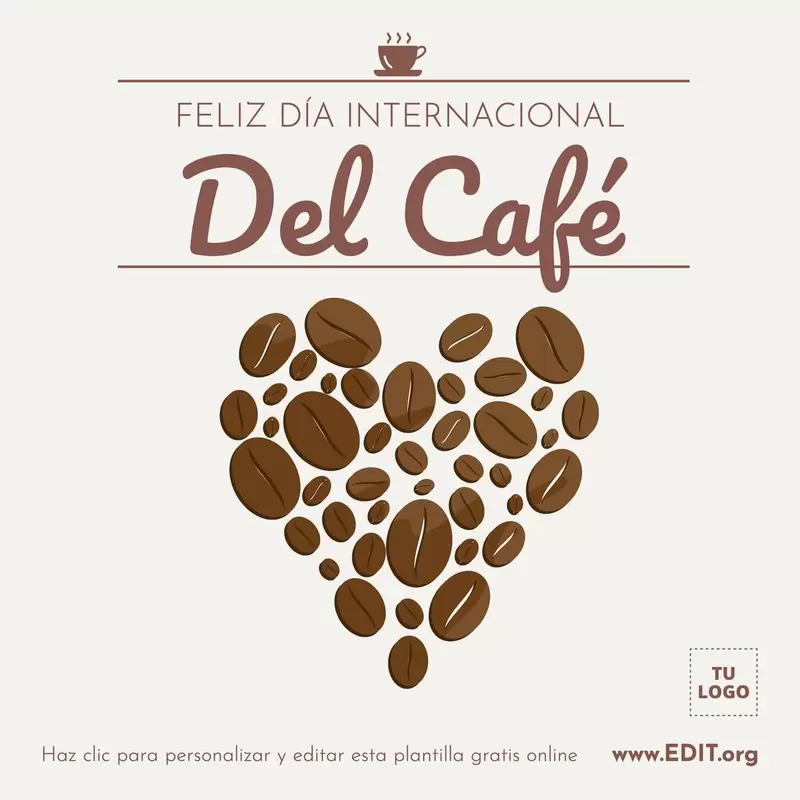 Tarjeta de felicitación para celebrar el Día del Café, editable online