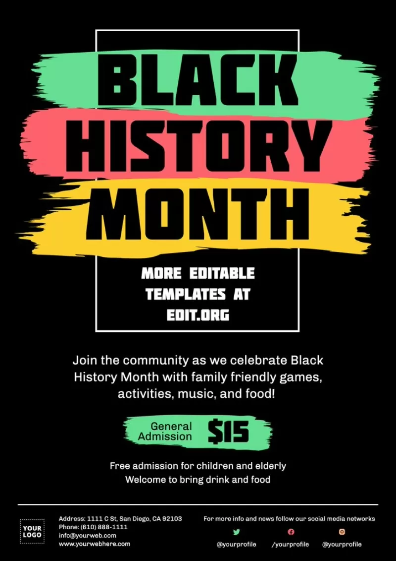 Black History Month poster template to custom online