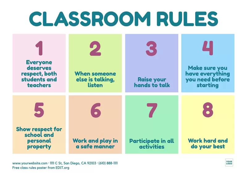 Free classroom rules poster template