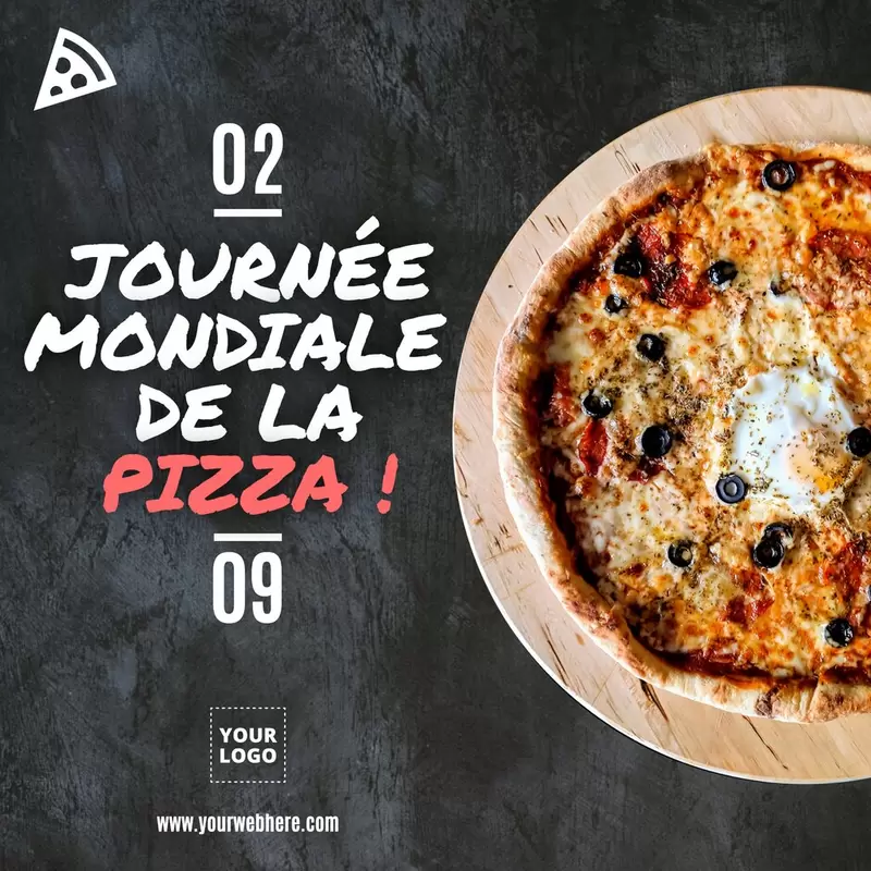 Affiche pour la journée mondiale de la pizza avec vraie photo