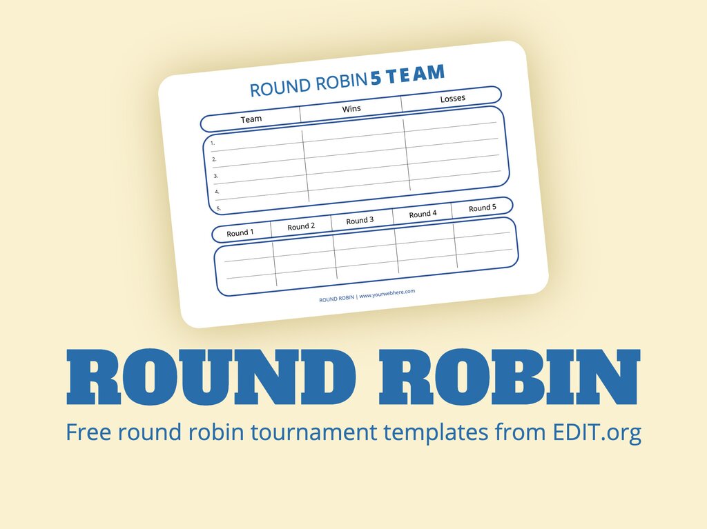 Team Round Robin Printable Tournament Bracket, 55% OFF