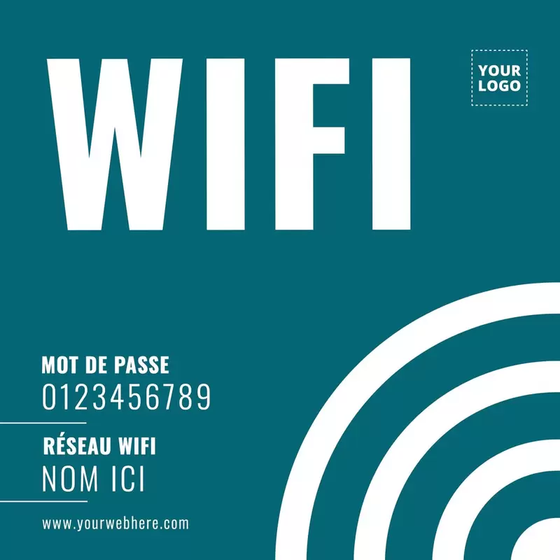 modèle de poster bleu pour le wifi gratuit avec son mot de passe