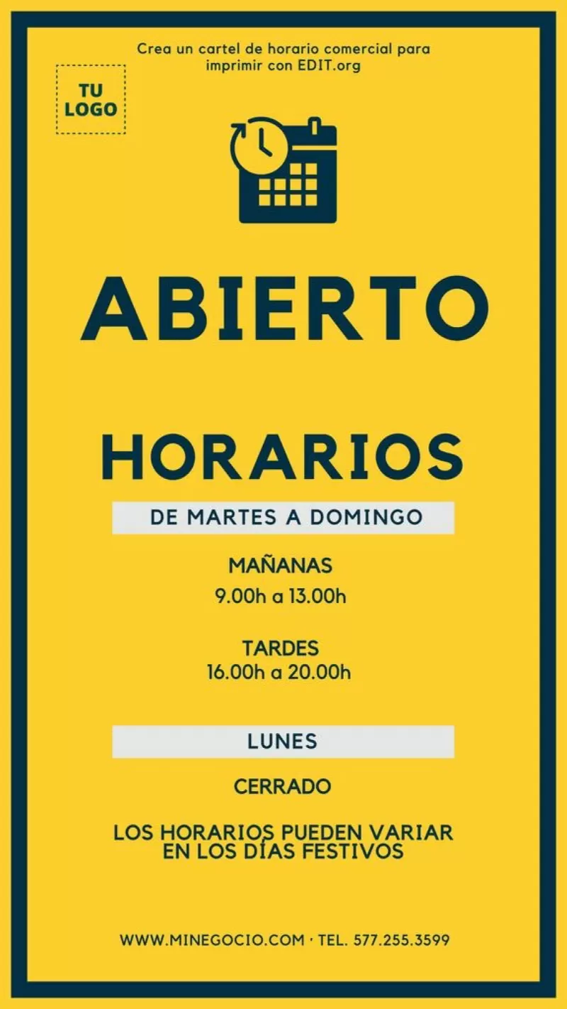 Plantillas De Carteles De Horarios De Apertura Y Cierre Plantillas De Carteles De Horarios De Apertura Y Cierre