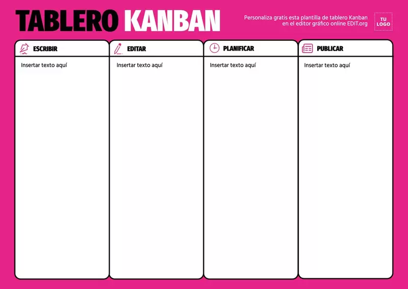 Tableros Kanban editables online para planificar la publicación de contenido