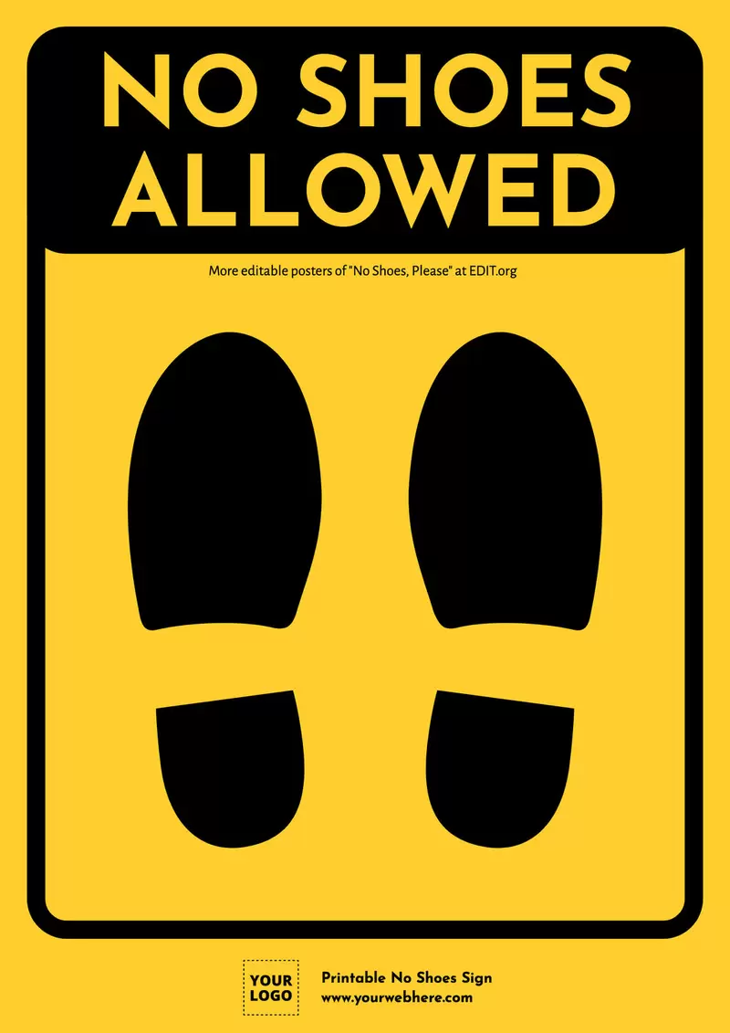 Prohibited shoes sign template free printable