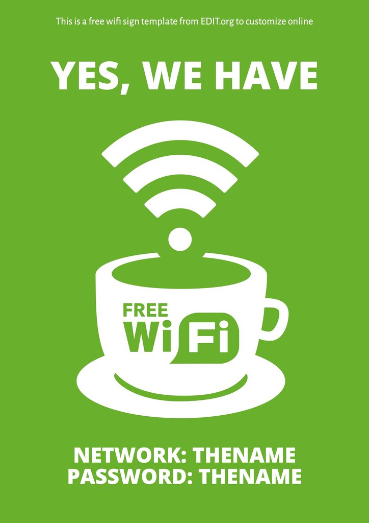 Free WiFi posters for printing