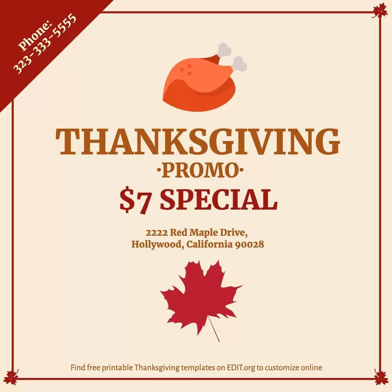 Thanksgiving poster template to customize online