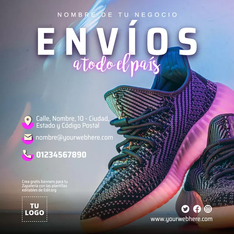 Plantilla gratis de banner de Zapatos editable online