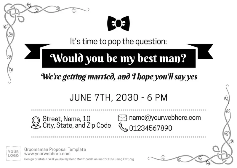 Free Printable Groomsman Proposal Templates
