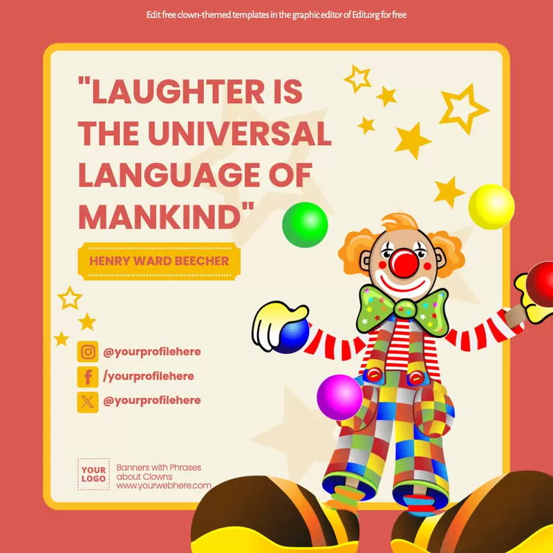 Free editable banner for a Clown Party design
