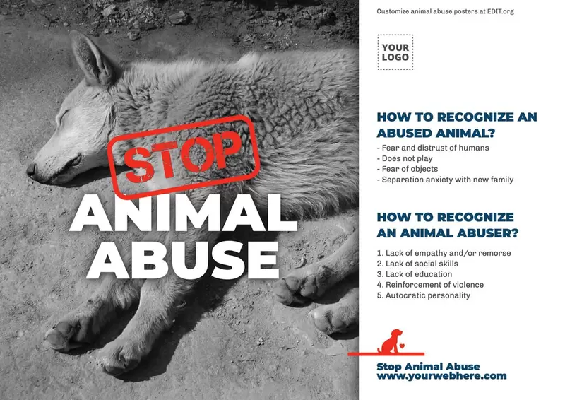 Cruelty towards animals poster with steps to report