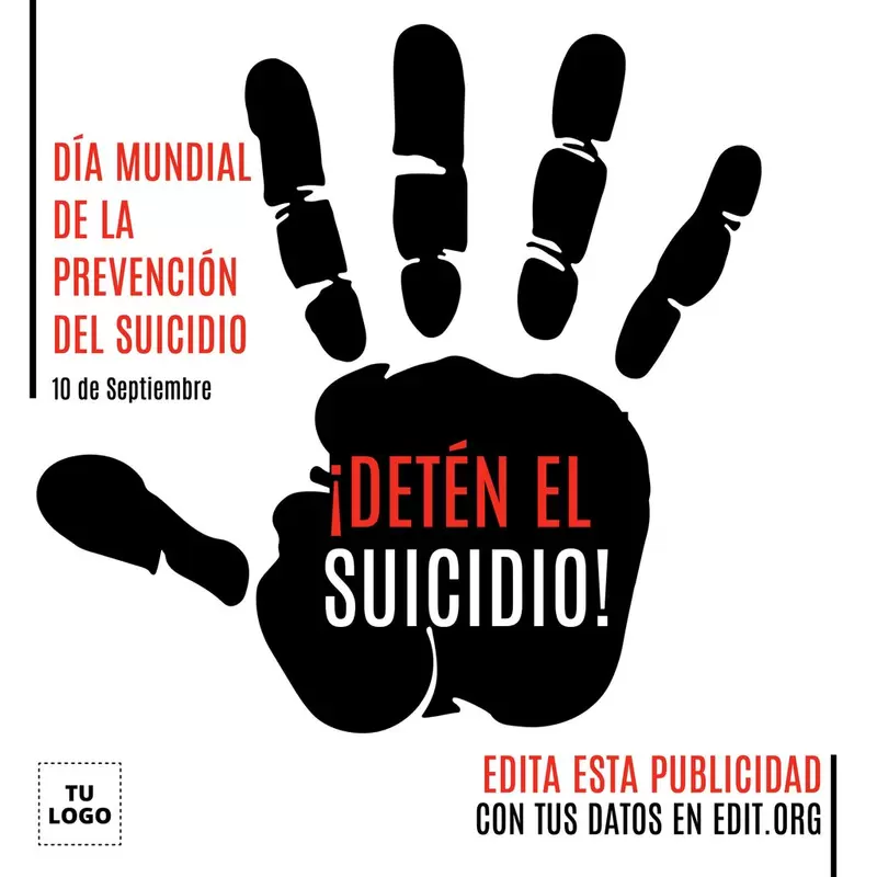 Poster editable con una mano para detener a suicida