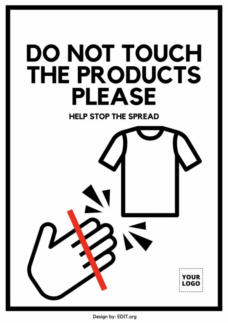 Do not touch the products please sign template
