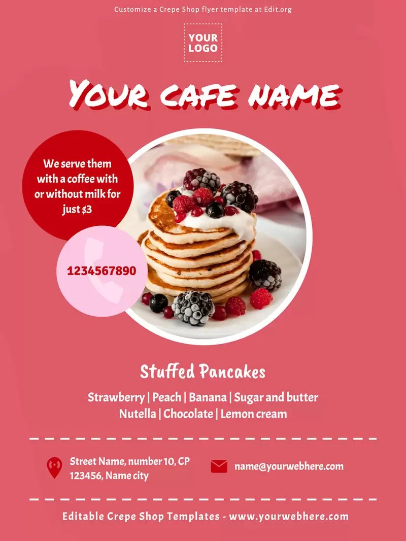 Customizable Pancake poster design with flavors