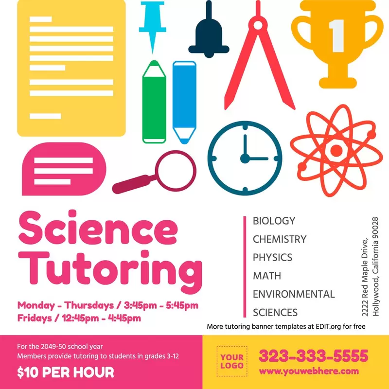 Editable tuition advertisement poster for science classes
