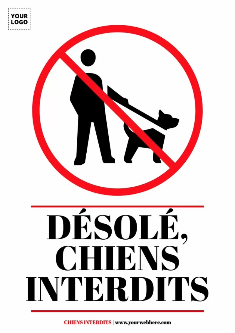 modèle de panneau éditable désolé chiens interdits non autorisés