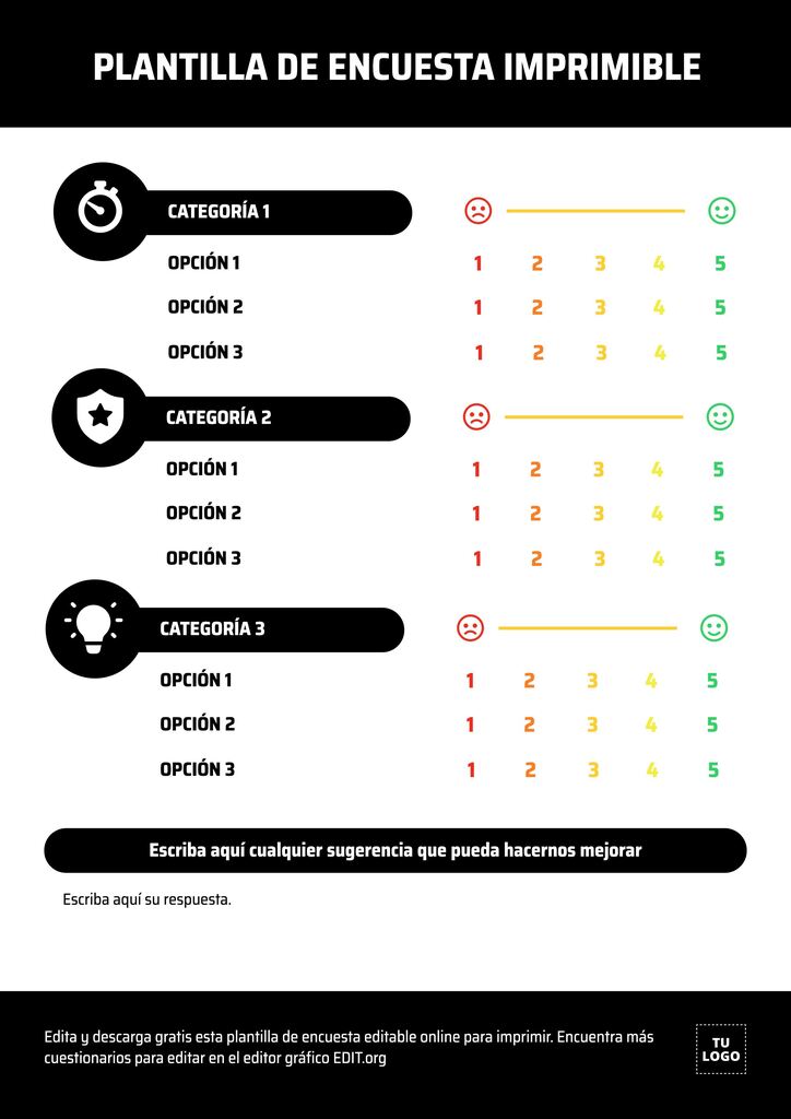 Plantillas De Encuestas Para Imprimir Editables