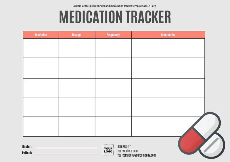 Blank medication tracker template