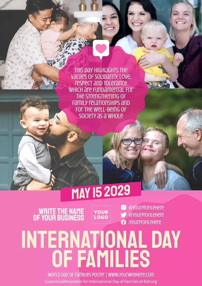 Editable World Day of Families poster free online