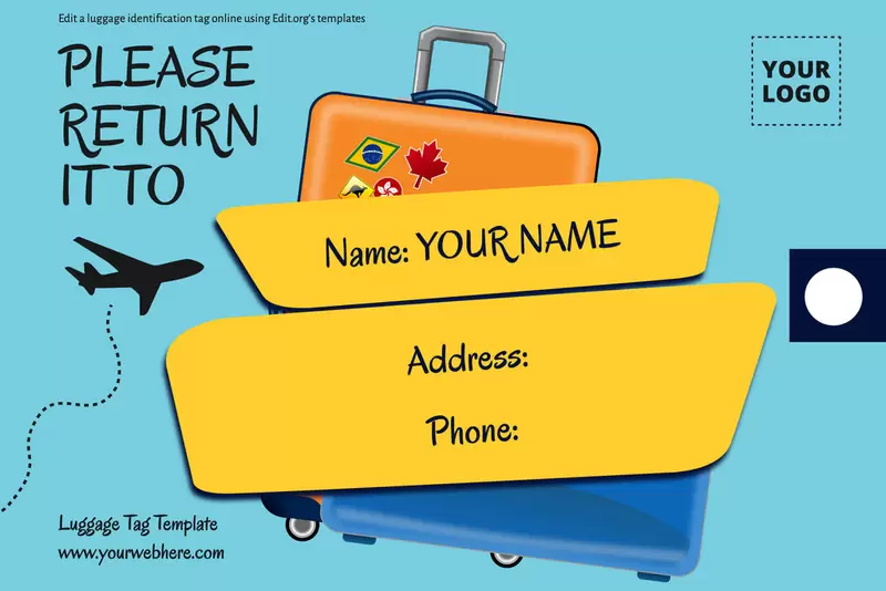 Editable online luggage ID card templates for free