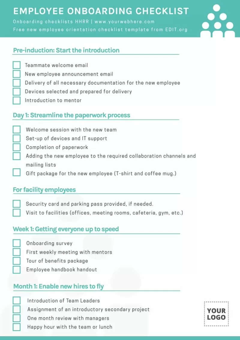 Free employee onboarding checklist template