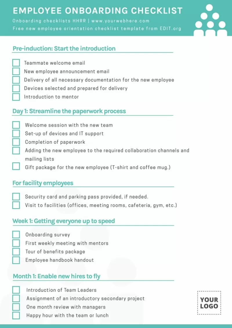 Editable New Hire Onboarding Checklist Templates