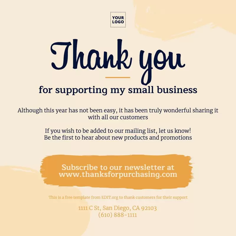 Cartello personalizzato di ringraziamento ai clienti