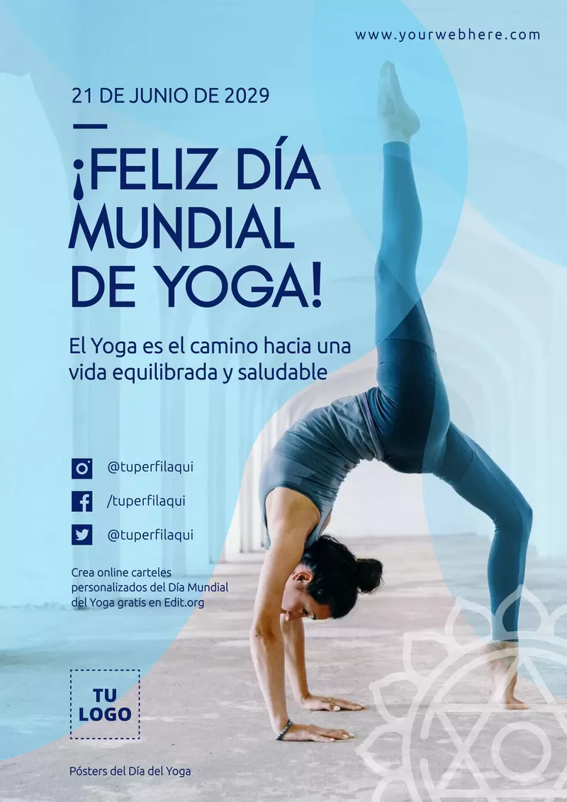 Cartel de Feliz Día Mundial del Yoga para imprimir
