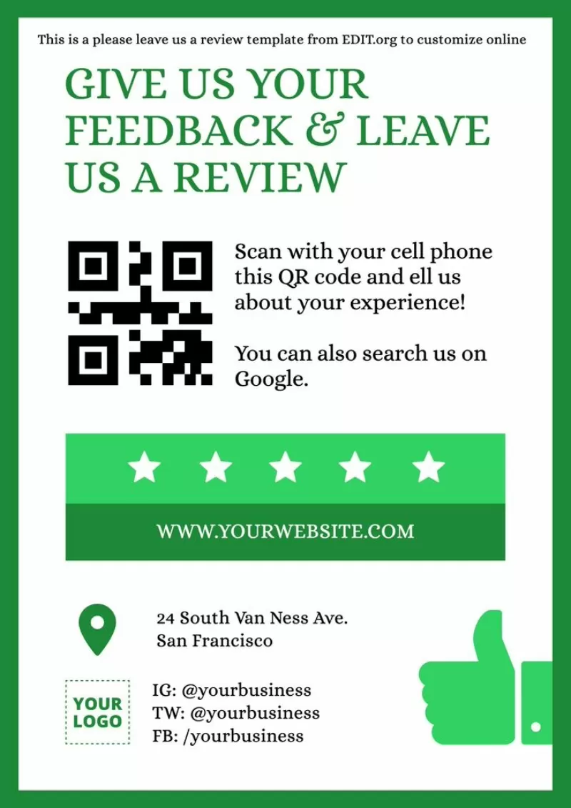 Leave us a google review template to edit online