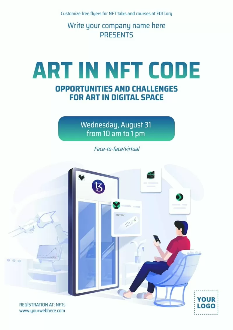 Flyers for NFT courses to edit online