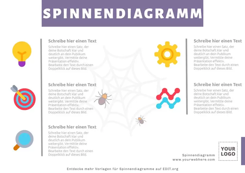 Kostenlose Spinnendiagramm-Designs zum online bearbeiten