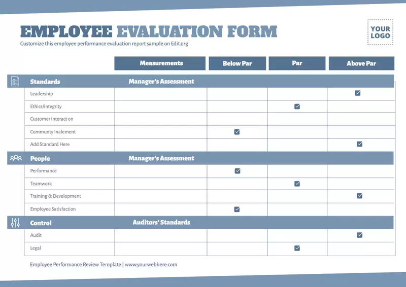 Customizable performance appraisal template online