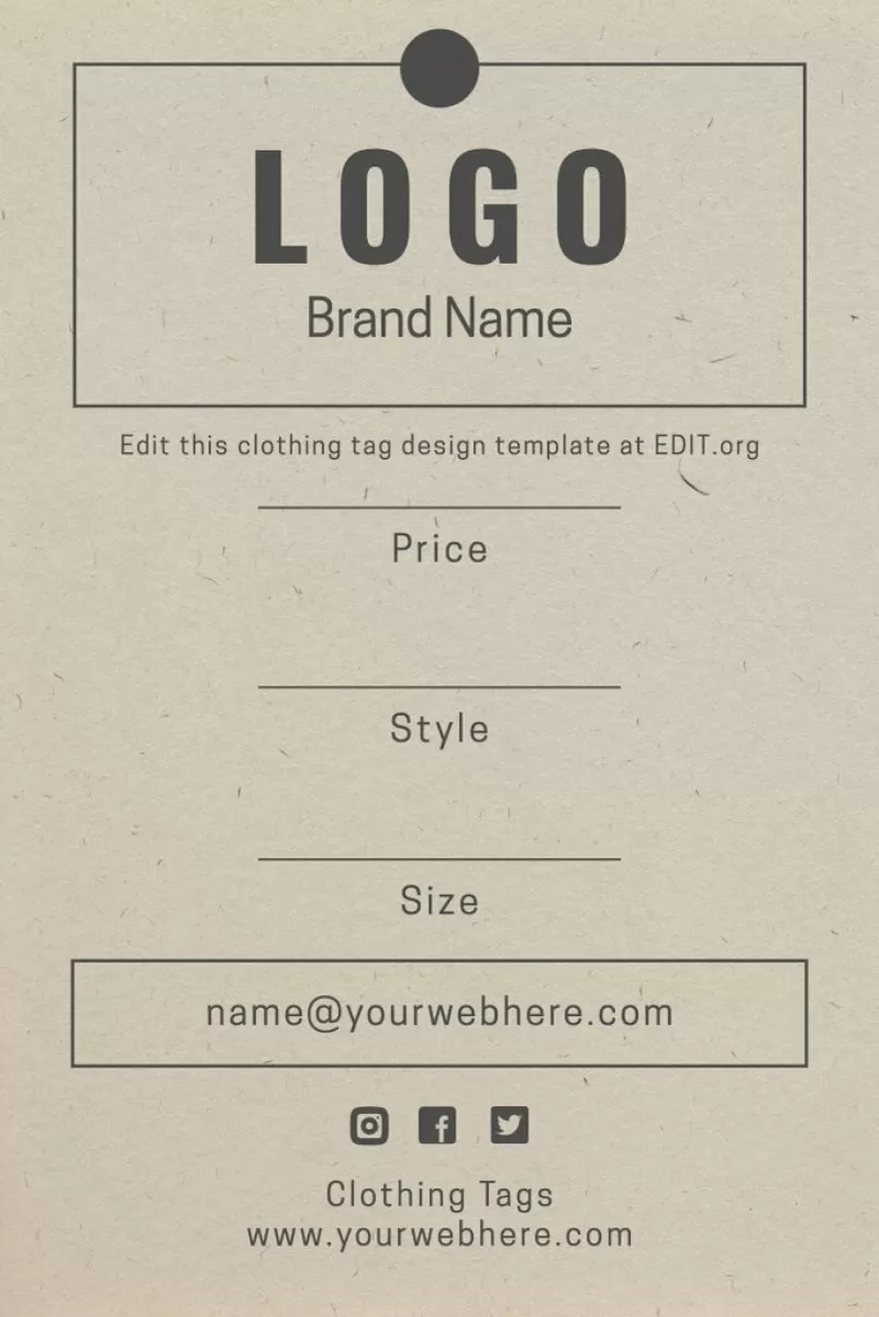 Customizable inside shirt tag template