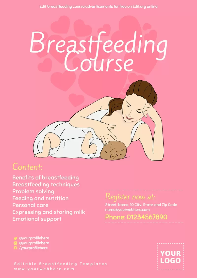 Editable flyer for breastfeeding classes and courses to edit online