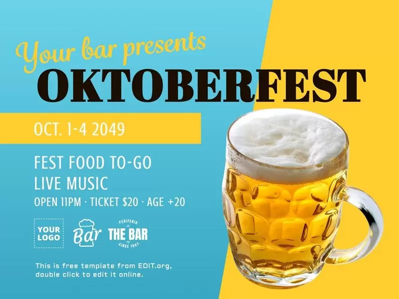 Oktoberfest poster menu templates for free to edit and print