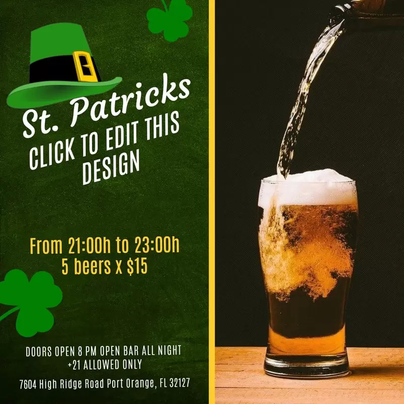 Aktions-Vorlage für eine Bar zum St. Patrick's Day