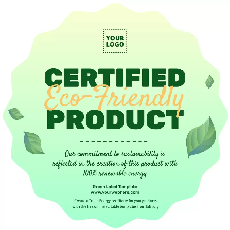 Editable Certified Eco-Friendly product label template
