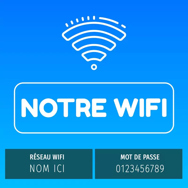 modèle de poster éditable et bleu pour notre wifi et son mot de passe
