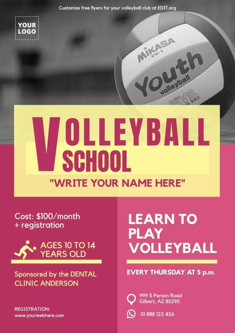 Flyer volleyball for classes to customize online