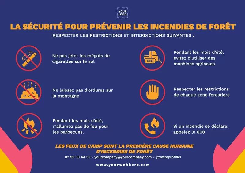 Design d'une affiche éditable pour prévenir des incendies de forêts
