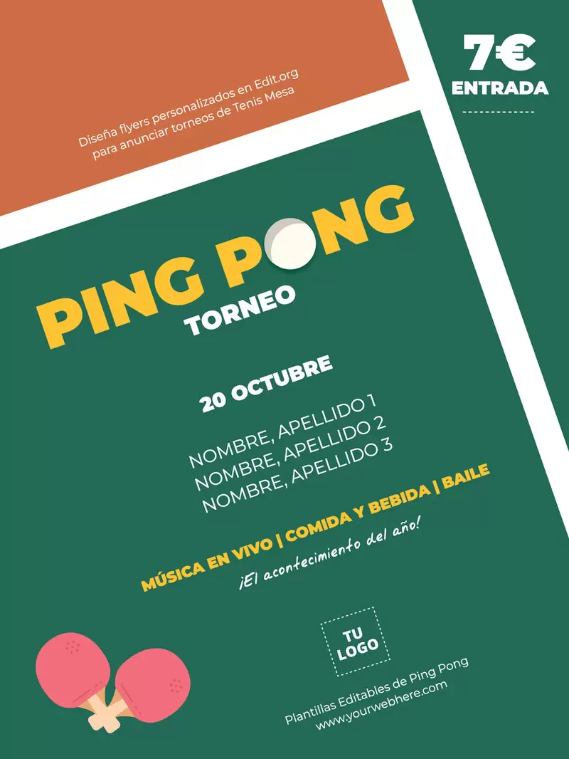 Plantillas editables de torneo de Ping Pong gratis