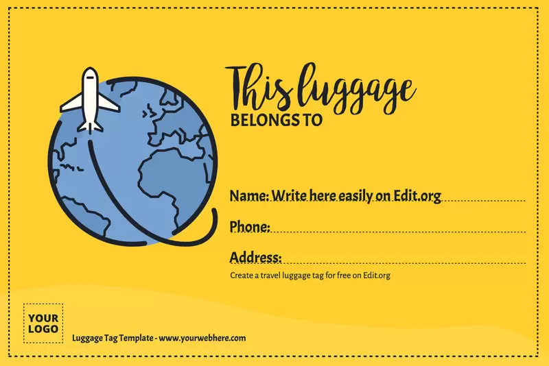 Free Editable Luggage Tag Templates