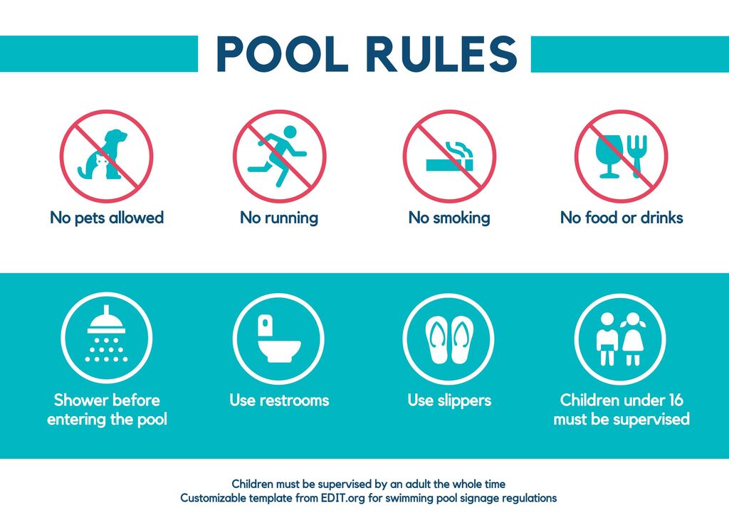 Edit swimming pool rules and regulations signs