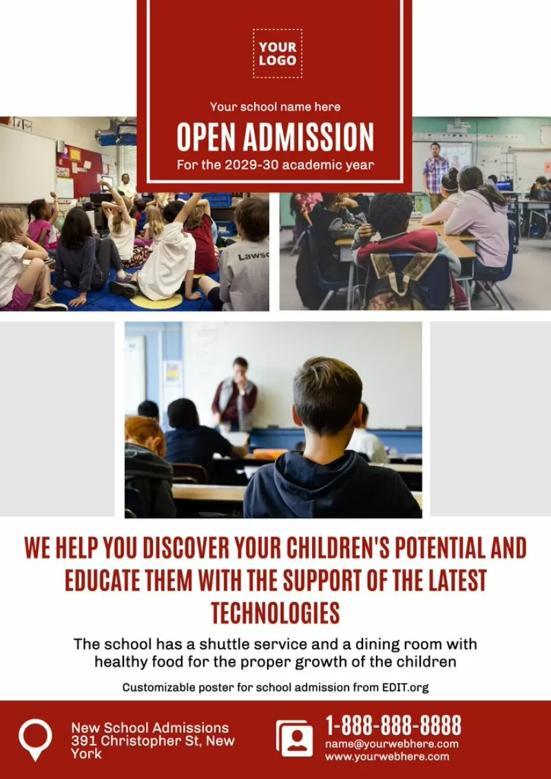 Printable admission open banner for school