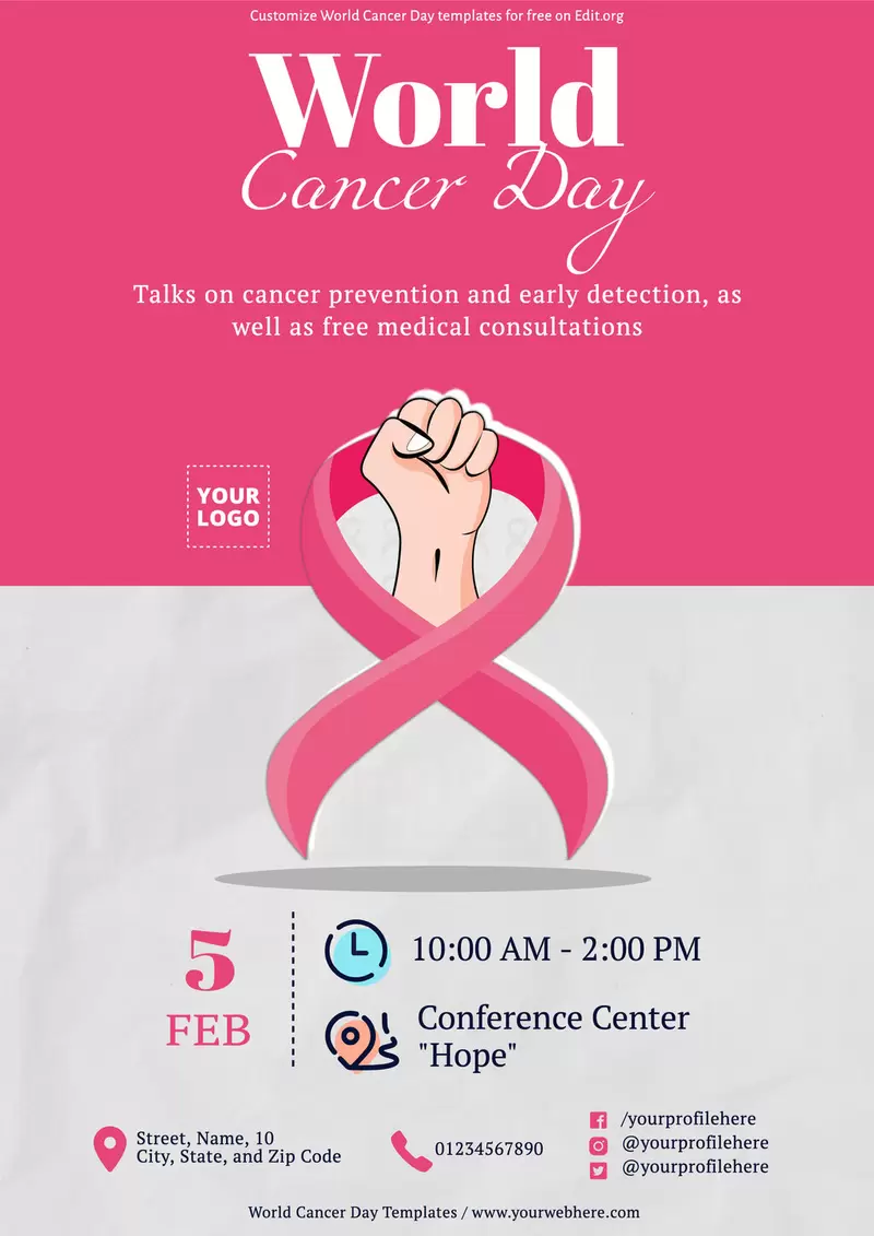Customizable flyer for 4 February World Cancer Day