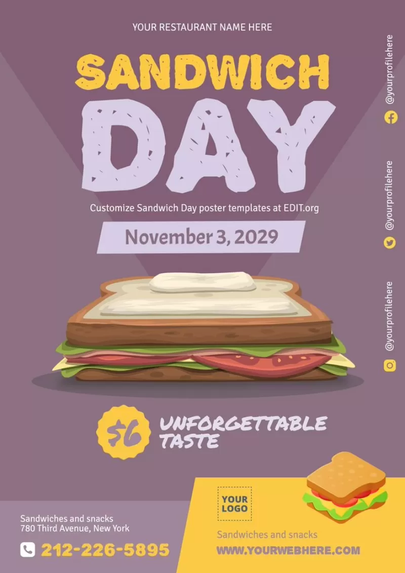 Customizable sandwich day template